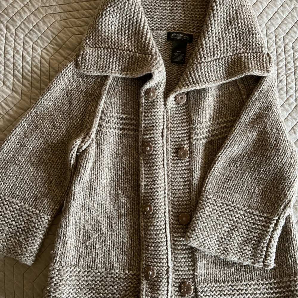 Eddie Bauer Taupe Knit Cardigan